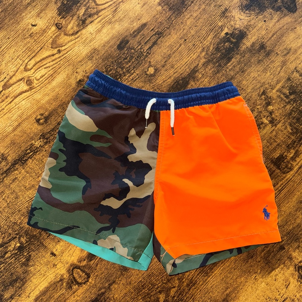 Polo by Ralph Lauren Navy, Teal & Orange Colorblock Swim Shorts